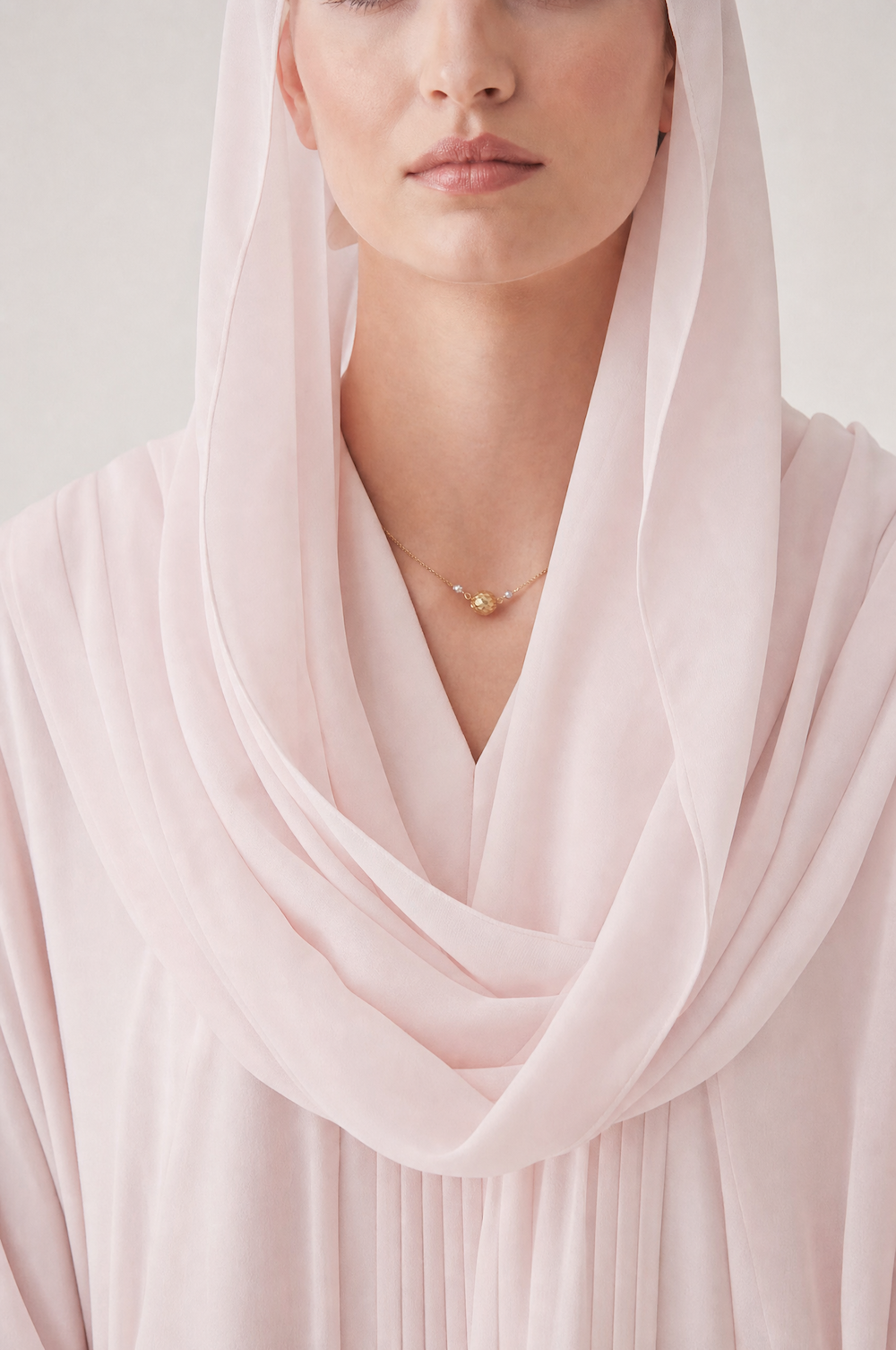 Baby Pink Ella Crepe Abaya with Pockets - Image 4