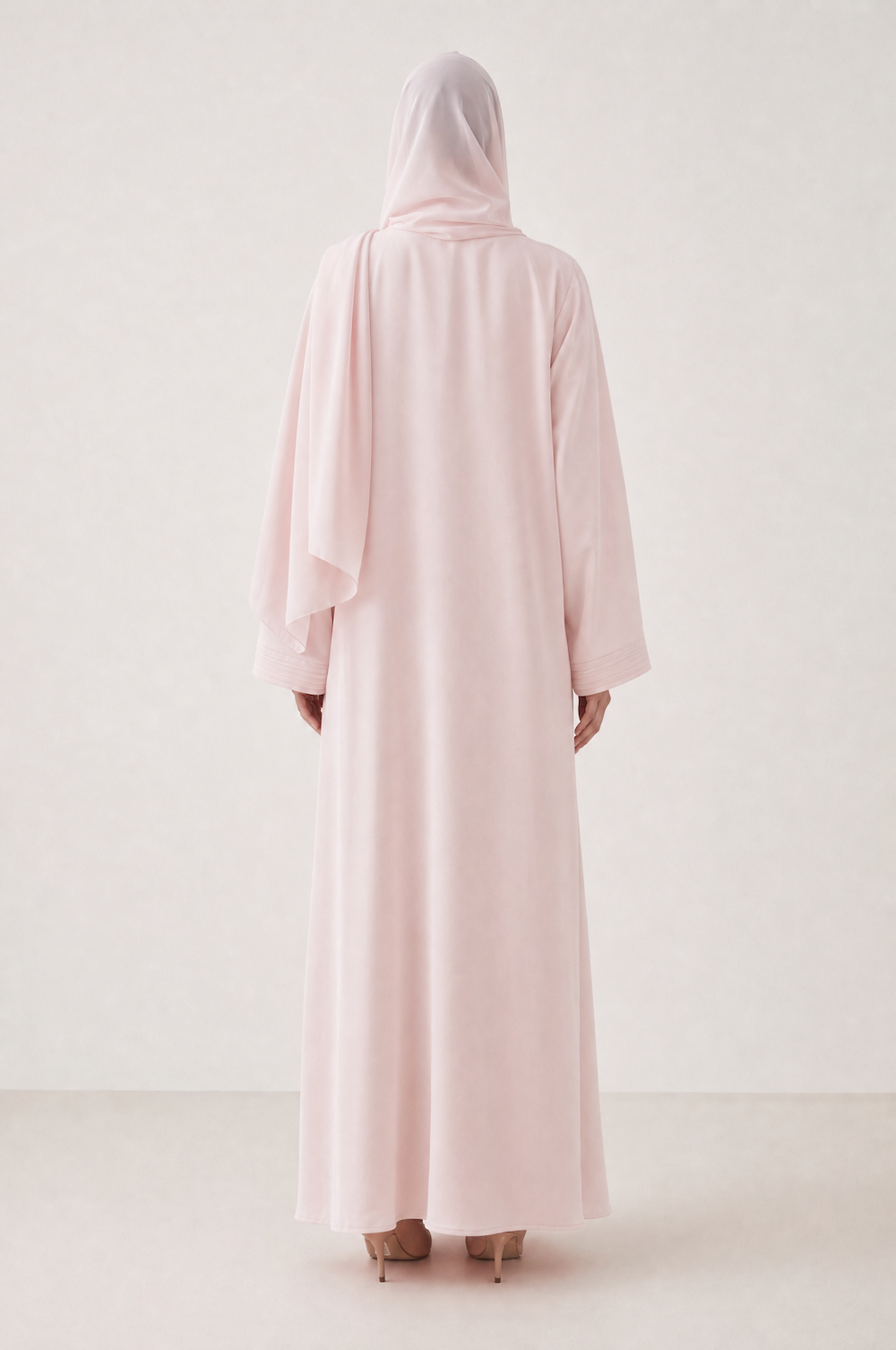 Baby Pink Ella Crepe Abaya with Pockets - Image 5