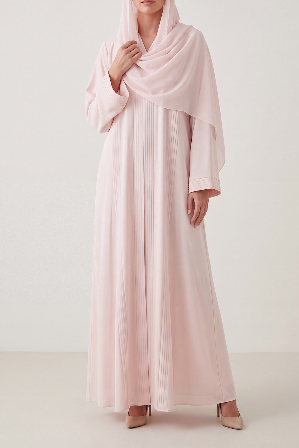 Baby Pink Ella Crepe Abaya with Pockets