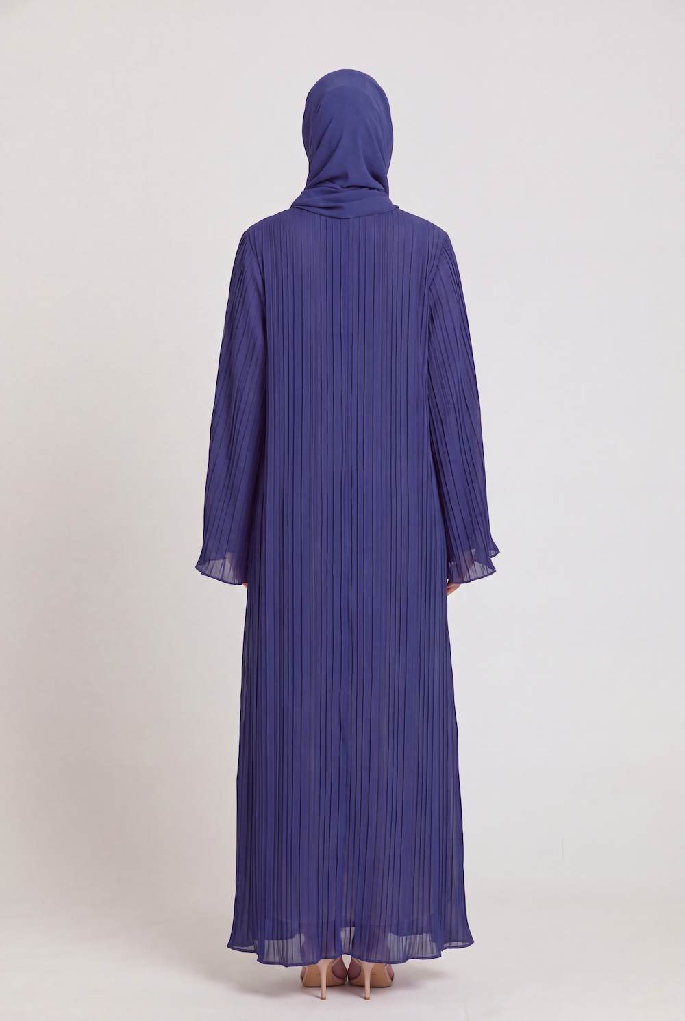 Royal Blue Pleated Abaya - Image 5