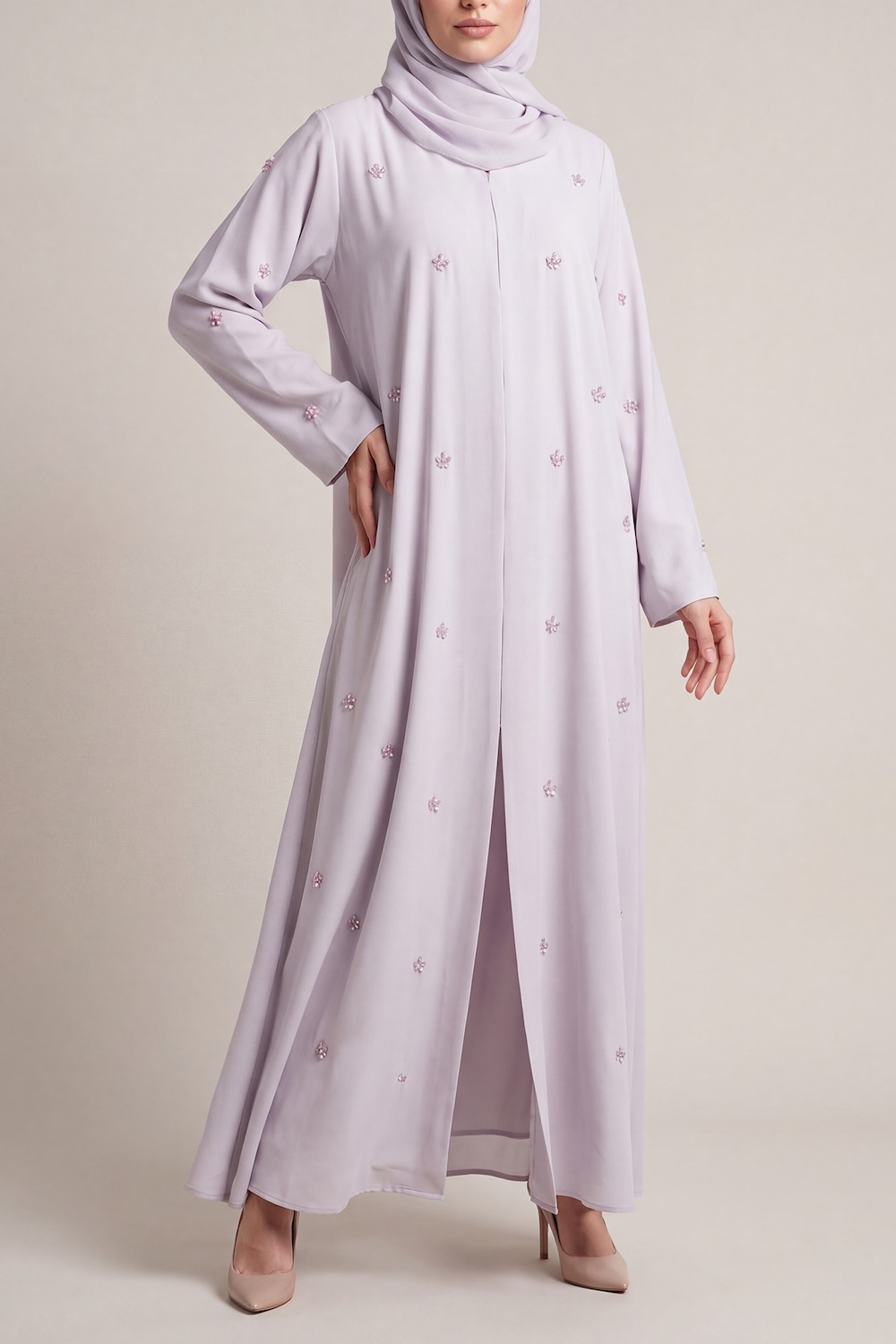 Pearl Grey Nida Abaya