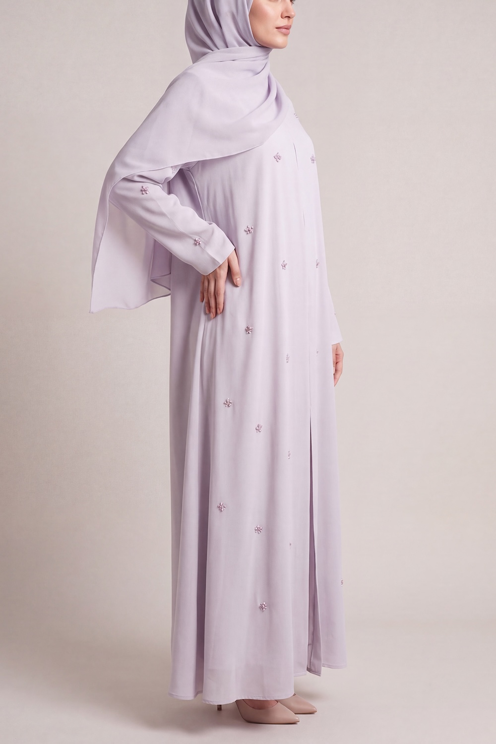 Pearl Grey Nida Abaya - Image 2