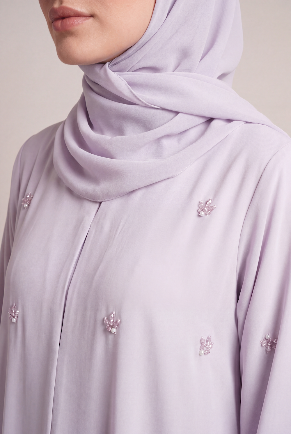Pearl Grey Nida Abaya - Image 3