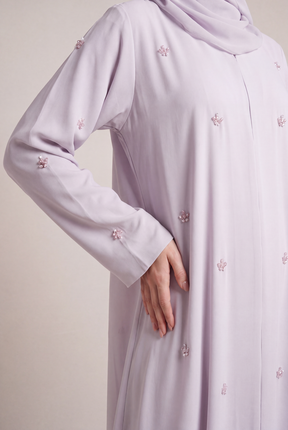 Pearl Grey Nida Abaya - Image 4
